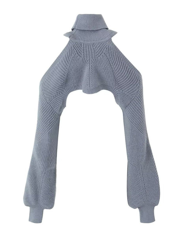New sexy off-shoulder short sweater hot girl turtleneck pullover sweater-chiquechics