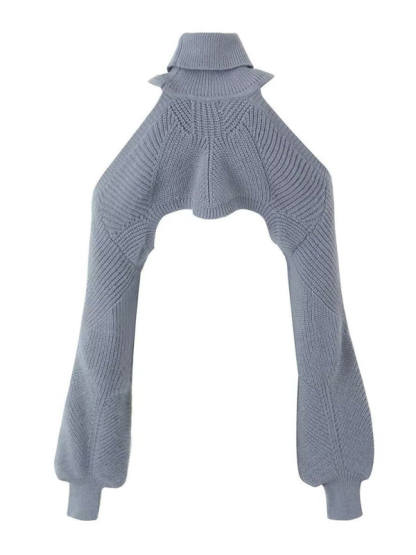New sexy off-shoulder short sweater hot girl turtleneck pullover sweater-chiquechics