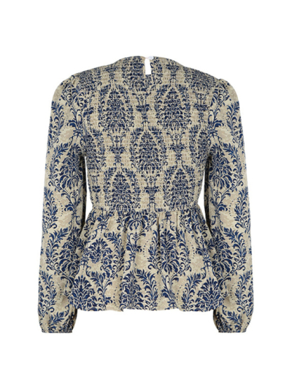 Ladies New Round Neck Elegant Slim Long Sleeve Print
