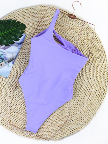 New one-piece swimsuit solid color sexy hollow backless one-piece bikini swimsuit-chiquechics