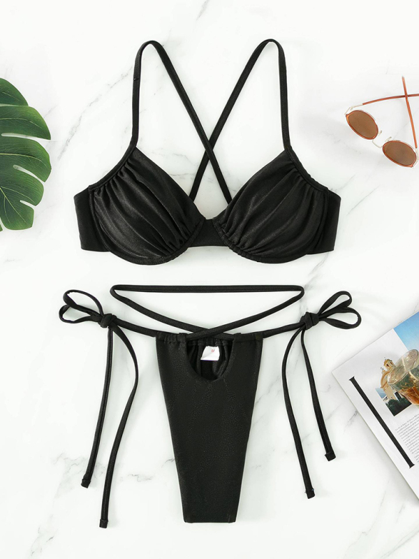 Women's sexy strappy split underwire bikini-chiquechics