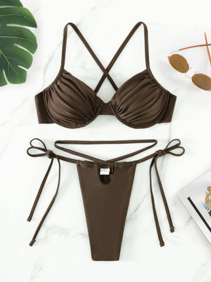 Women's sexy strappy split underwire bikini-chiquechics