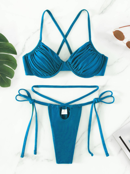 Women's sexy strappy split underwire bikini-chiquechics