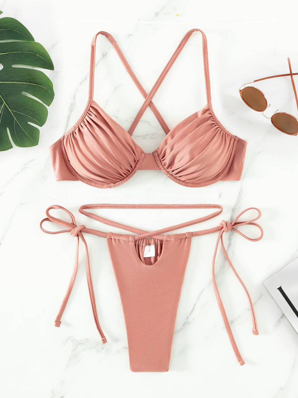 Women's sexy strappy split underwire bikini-chiquechics