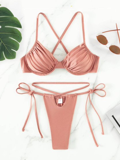 Women's sexy strappy split underwire bikini-chiquechics