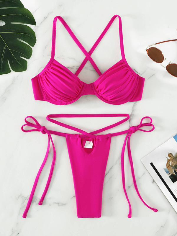 Women's sexy strappy split underwire bikini-chiquechics