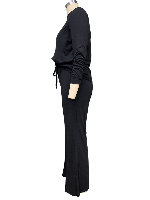 New fashionable long-sleeved T-shirt tops straight-leg trousers two-piece suit-chiquechics