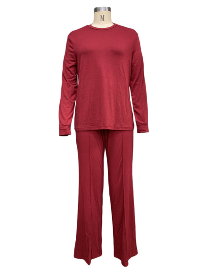 New fashionable long-sleeved T-shirt tops straight-leg trousers two-piece suit-chiquechics