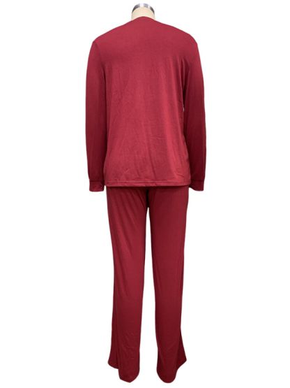 New fashionable long-sleeved T-shirt tops straight-leg trousers two-piece suit-chiquechics