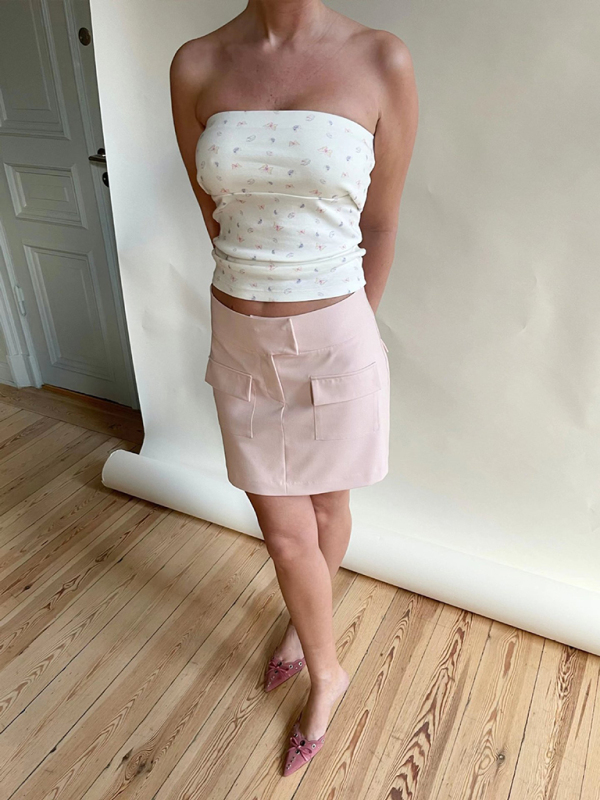 Fashionable and sexy retro tube top short sleeveless floral polka dot bottoming vest-chiquechics