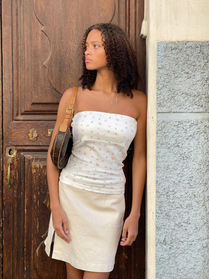 Fashionable and sexy retro tube top short sleeveless floral polka dot bottoming vest-chiquechics
