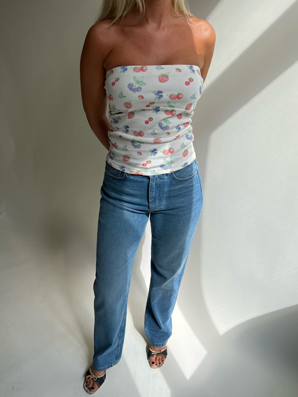Fashionable and sexy retro tube top short sleeveless floral polka dot bottoming vest-chiquechics