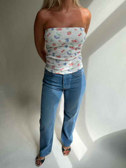 Fashionable and sexy retro tube top short sleeveless floral polka dot bottoming vest-chiquechics