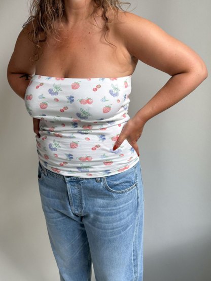 Fashionable and sexy retro tube top short sleeveless floral polka dot bottoming vest-chiquechics