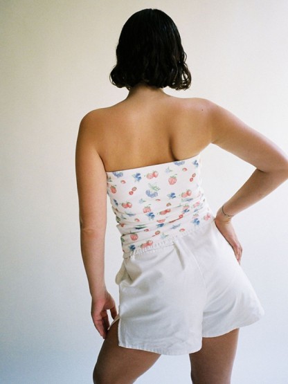 Fashionable and sexy retro tube top short sleeveless floral polka dot bottoming vest-chiquechics