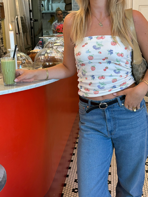 Fashionable and sexy retro tube top short sleeveless floral polka dot bottoming vest-chiquechics
