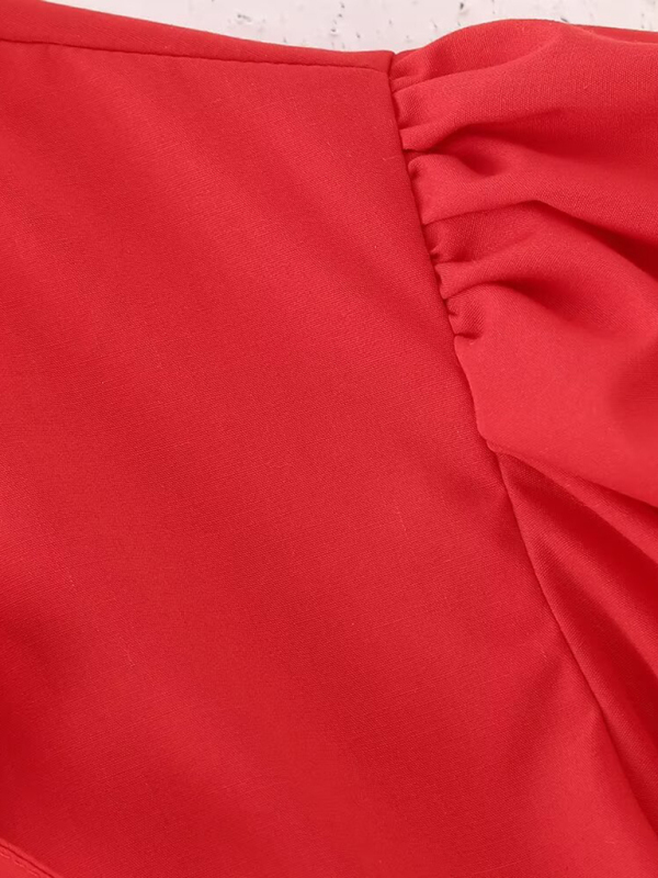 New women's hottie fashion slim fit strappy puff sleeve short sleeve shirt top-chiquechics