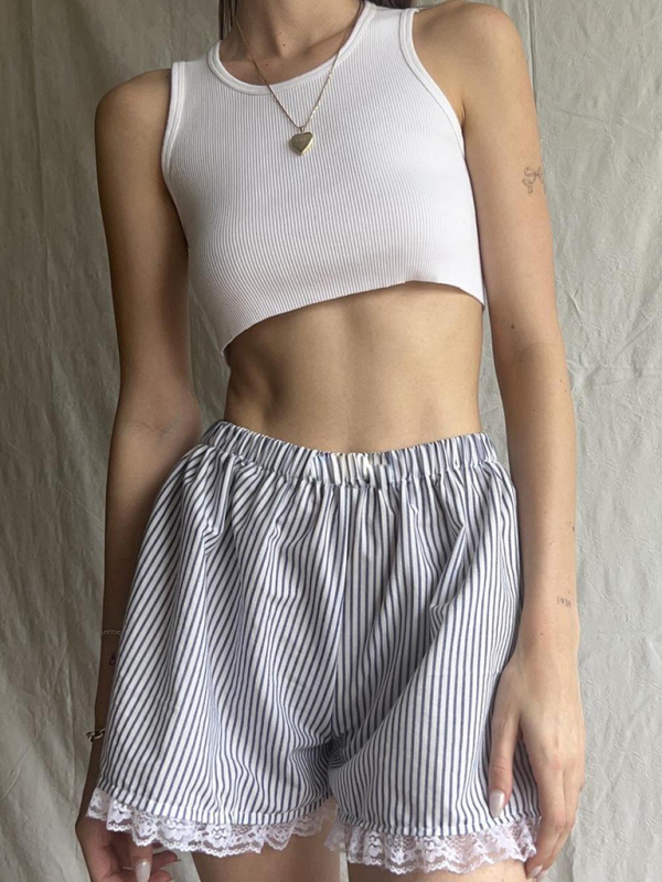 New home lace splicing leggings for outer wear printed thin spring and summer shorts-chiquechics