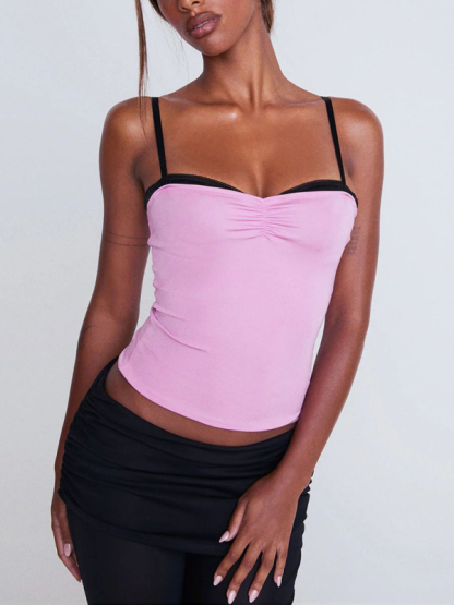 Camisole mesh printed tube top lace tube top Y2k hot girl top-chiquechics