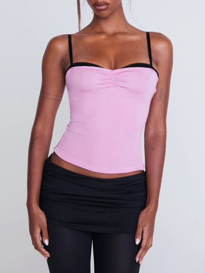 Camisole mesh printed tube top lace tube top Y2k hot girl top-chiquechics