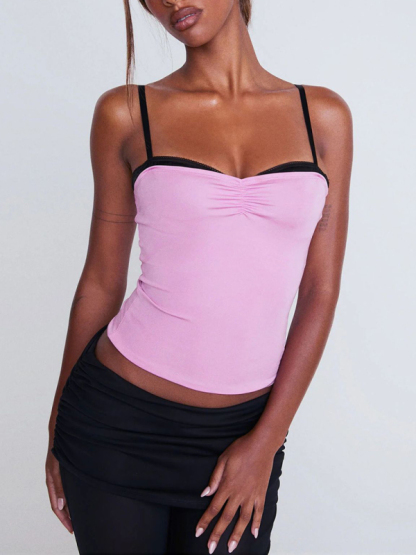 Camisole mesh printed tube top lace tube top Y2k hot girl top-chiquechics