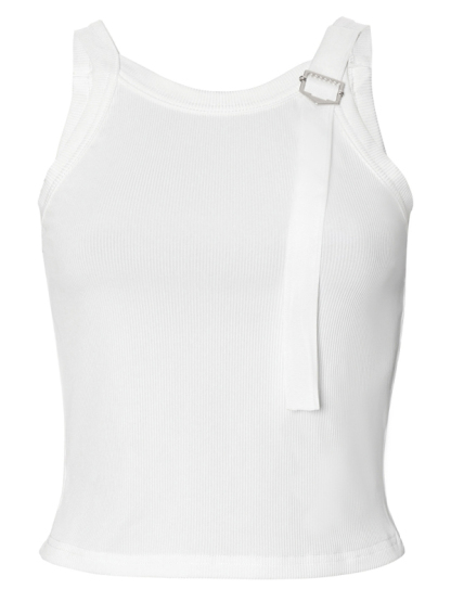 New casual suspender slim fit patchwork navel-baring solid color tank top T-shirt-chiquechics