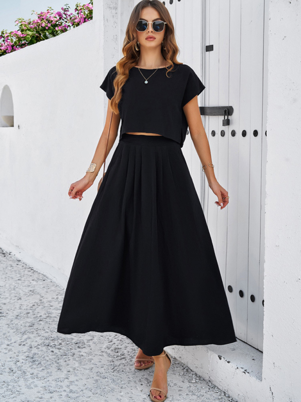 New spring and summer casual sleeveless top and long skirt suit-chiquechics