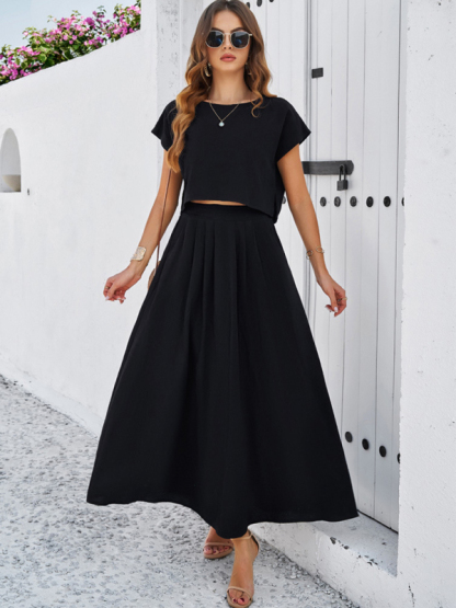 New spring and summer casual sleeveless top and long skirt suit-chiquechics