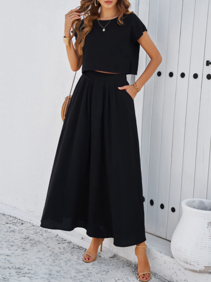 New spring and summer casual sleeveless top and long skirt suit-chiquechics