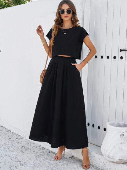 New spring and summer casual sleeveless top and long skirt suit-chiquechics