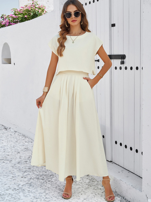New spring and summer casual sleeveless top and long skirt suit-chiquechics