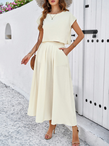 New spring and summer casual sleeveless top and long skirt suit-chiquechics