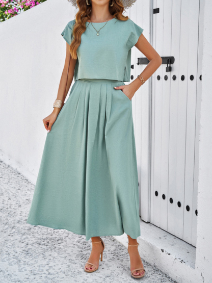 New spring and summer casual sleeveless top and long skirt suit-chiquechics
