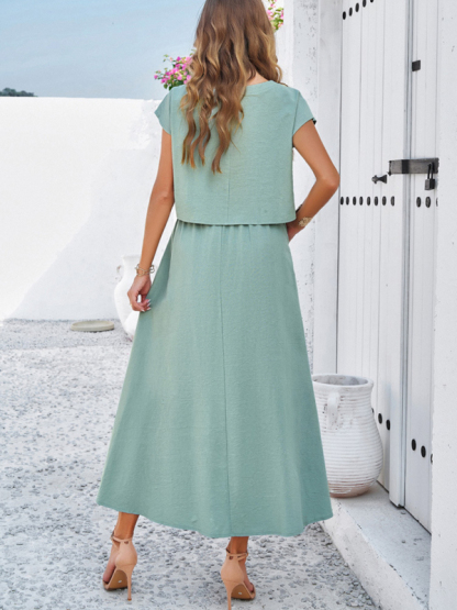 New spring and summer casual sleeveless top and long skirt suit-chiquechics