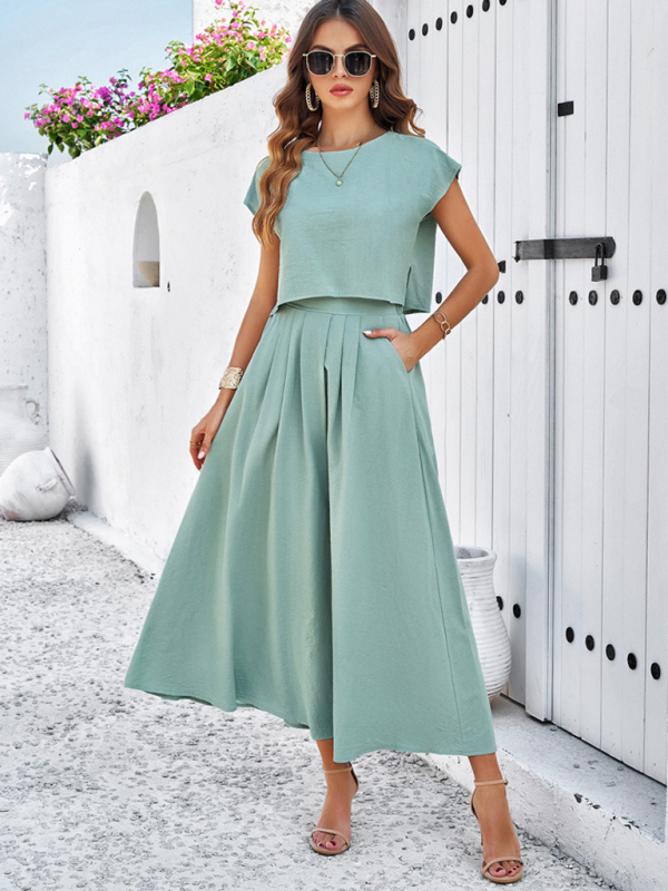 New spring and summer casual sleeveless top and long skirt suit-chiquechics