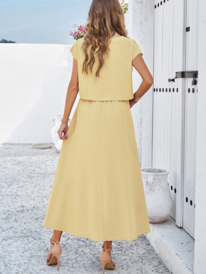 New spring and summer casual sleeveless top and long skirt suit-chiquechics