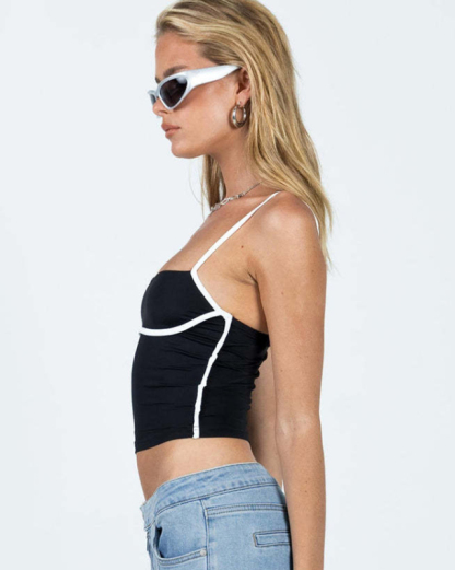 New sexy slim fit waist exposed contrast color camisole-chiquechics