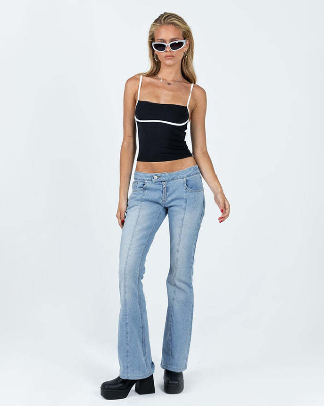 New sexy slim fit waist exposed contrast color camisole-chiquechics