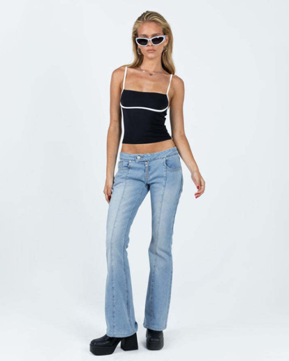 New sexy slim fit waist exposed contrast color camisole-chiquechics