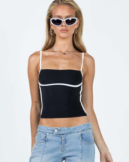 New sexy slim fit waist exposed contrast color camisole-chiquechics