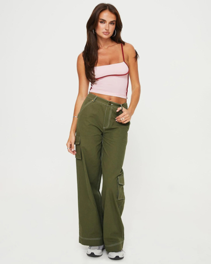 New sexy slim fit waist exposed contrast color camisole-chiquechics