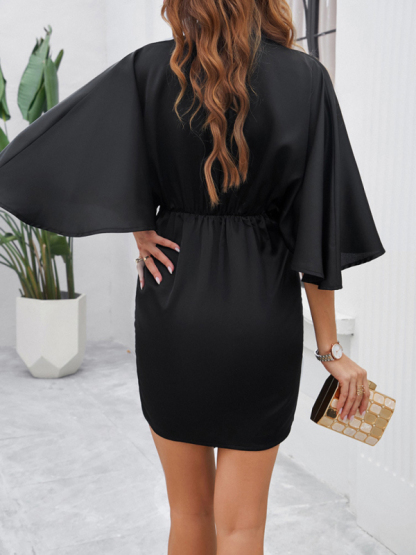 Elegant solid color waist dress for spring and summer-chiquechics