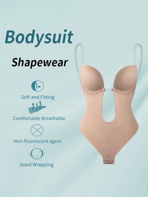 Backless Deep V Backless Plunge Shaping Bodysuit Bodysuit-chiquechics