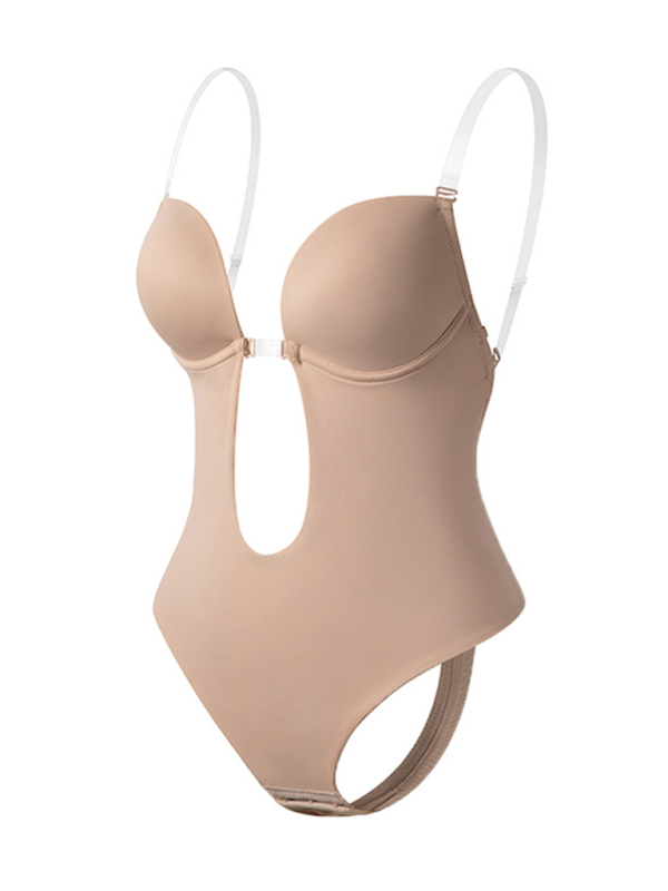 Backless Deep V Backless Plunge Shaping Bodysuit Bodysuit-chiquechics