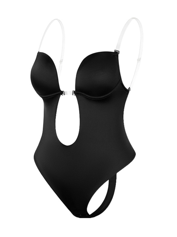 Backless Deep V Backless Plunge Shaping Bodysuit Bodysuit-chiquechics