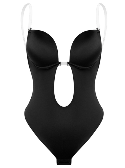 Backless Deep V Backless Plunge Shaping Bodysuit Bodysuit-chiquechics