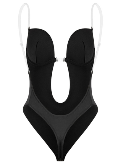Backless Deep V Backless Plunge Shaping Bodysuit Bodysuit-chiquechics