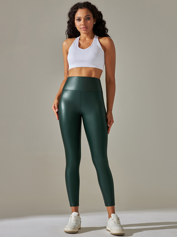 New plus size women's leggings high waist tight sexy PU leather pants colorful yoga pants-chiquechics