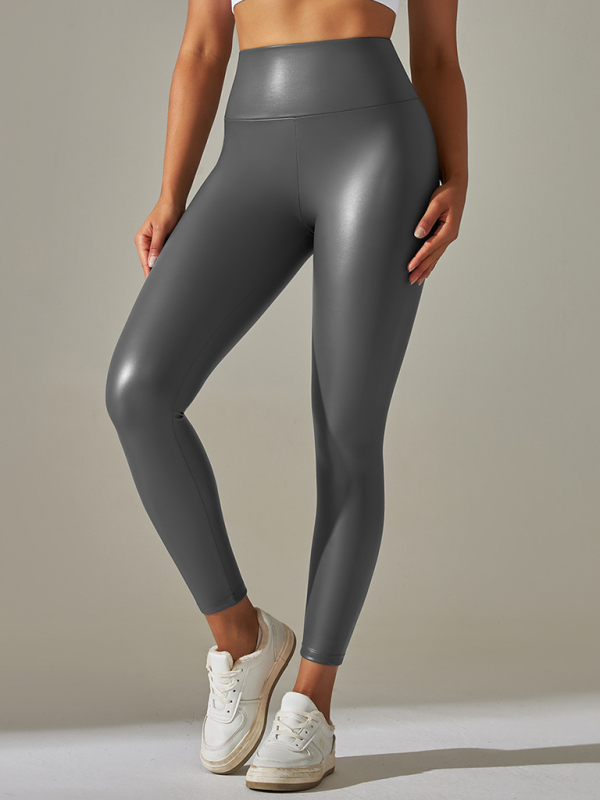 New plus size women's leggings high waist tight sexy PU leather pants colorful yoga pants-chiquechics