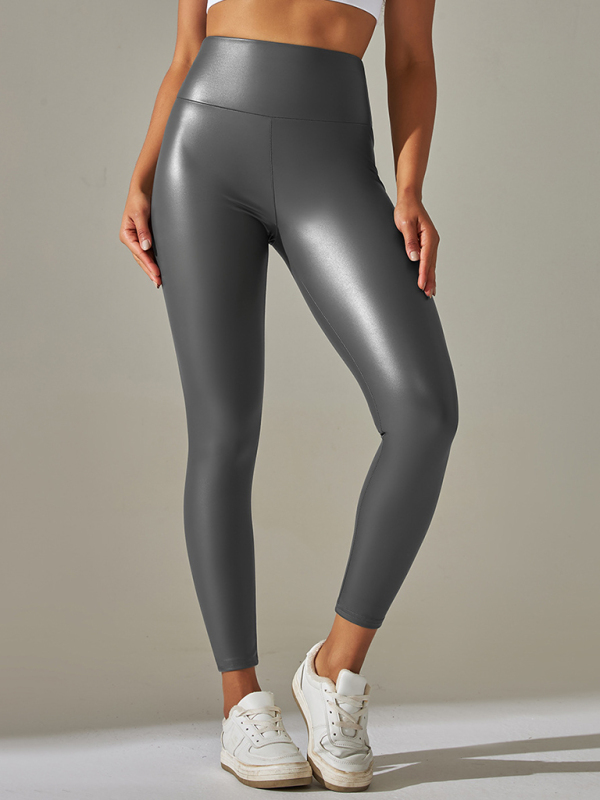 New plus size women's leggings high waist tight sexy PU leather pants colorful yoga pants-chiquechics
